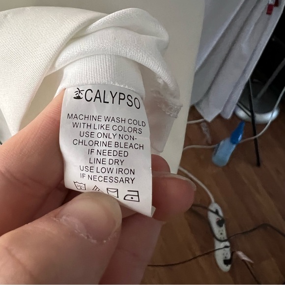 Calypso Women's White Floral Sheath Mini Dress Size XL Sleeveless spring zip up - Picture 7 of 9